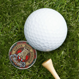 Clan MacLean Crest over Tartan Golf Ball Marker