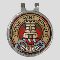 Clan MacLean Crest over Tartan Golf Hat Clip