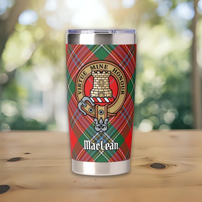 Clan MacLean Crest over Tartan Insulated Tumbler (Creator Uploaded)