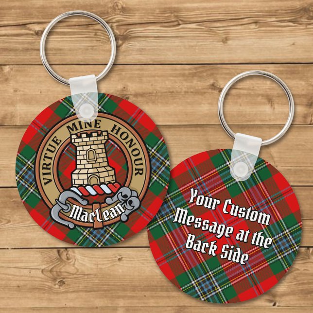 Clan MacLean Crest over Tartan Keychain (Creator Uploaded)