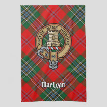 Clan MacLean Crest over Tartan Kitchen Towel