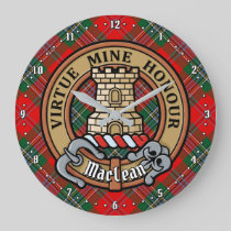 Clan MacLean Crest over Tartan Large Clock