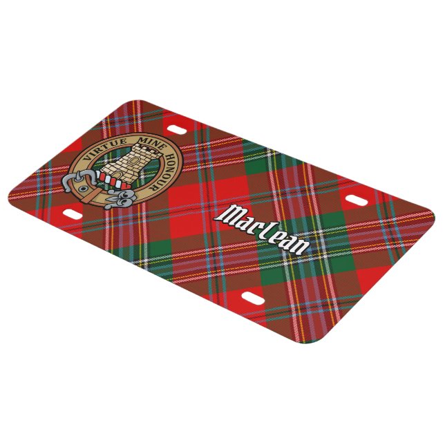 Clan MacLean Crest over Tartan License Plate (Side)