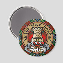 Clan MacLean Crest over Tartan Magnet