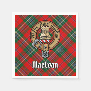 Clan MacLean Crest over Tartan Napkins