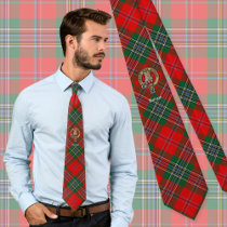 Clan MacLean Crest over Tartan Neck Tie
