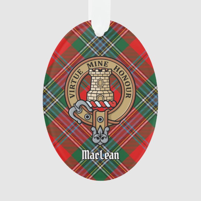 Clan MacLean Crest over Tartan Ornament (Front)