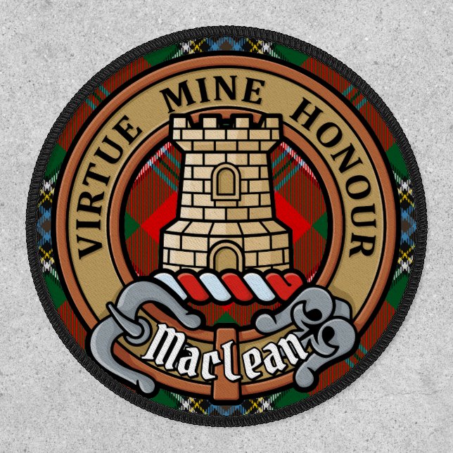Clan MacLean Crest over Tartan Patch (Front)