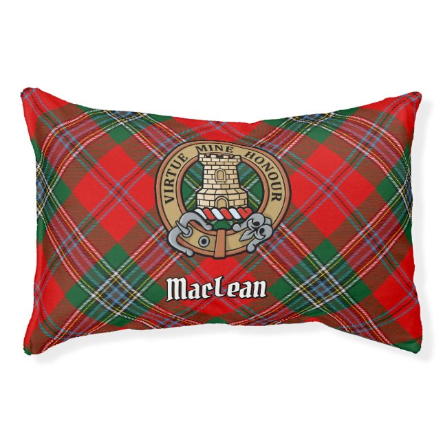 Clan MacLean Crest over Tartan Pet Bed (Front)