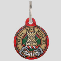 Clan MacLean Crest over Tartan Pet ID Tag