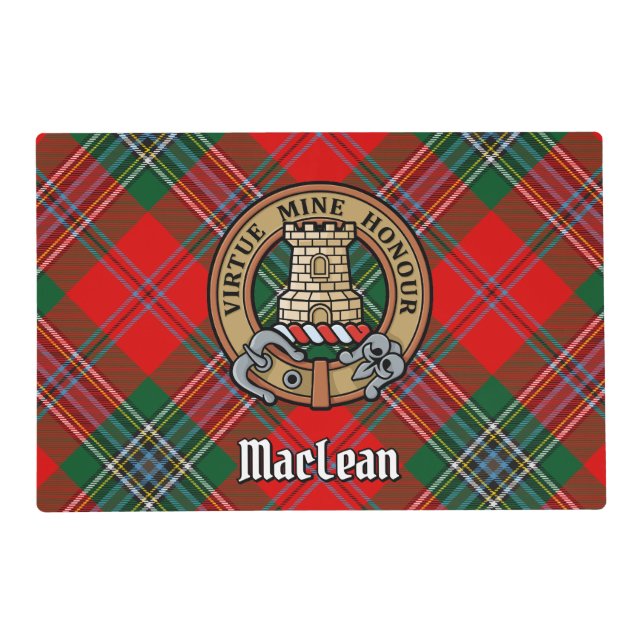 Clan MacLean Crest over Tartan Placemat (Front)