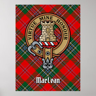 Clan MacLean Crest over Tartan Poster