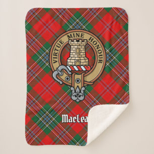 Clan MacLean Crest over Tartan Sherpa Blanket