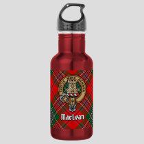 Clan MacLean Crest over Tartan Stainless Steel Water Bottle