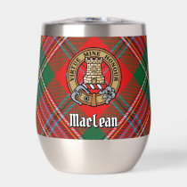 Clan MacLean Crest over Tartan Thermal Wine Tumbler