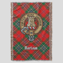 Clan MacLean Crest over Tartan Throw Blanket