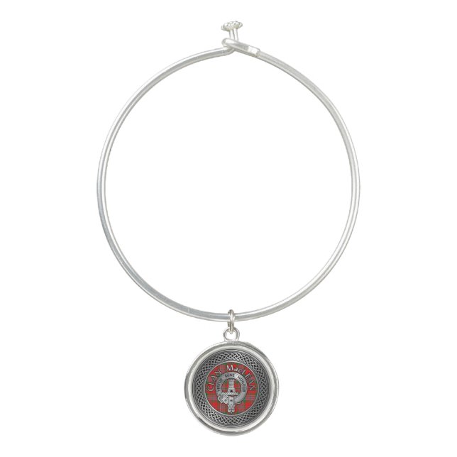 Clan MacLean Crest & Tartan Knot Bangle Bracelet (Front)