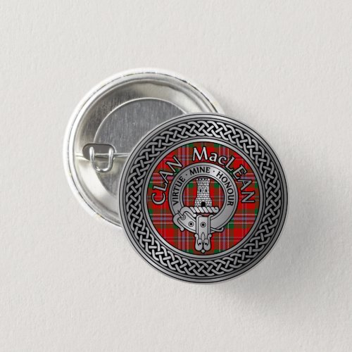 Clan MacLean Crest  Tartan Knot Button