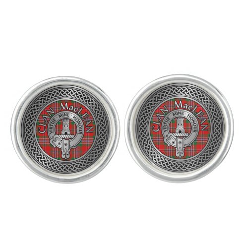 Clan MacLean Crest  Tartan Knot Cufflinks