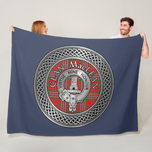 Clan MacLean Crest & Tartan Knot Fleece Blanket