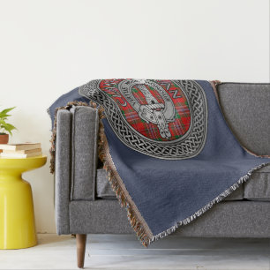 Clan MacLean Crest & Tartan Knot Throw Blanket