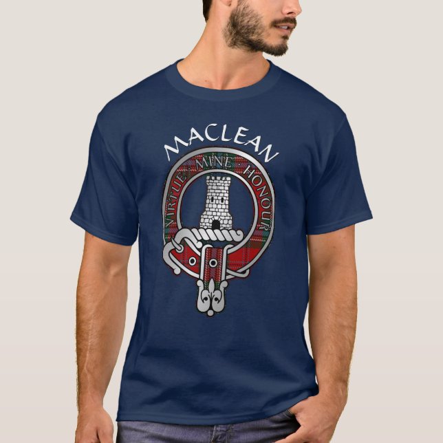 Clan MacLean Crest & Tartan T-Shirt (Front)