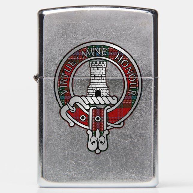 Clan MacLean Crest & Tartan Zippo Lighter (Front)
