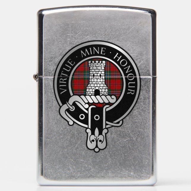 Clan MacLean Crest & Tartan Zippo Lighter (Front)