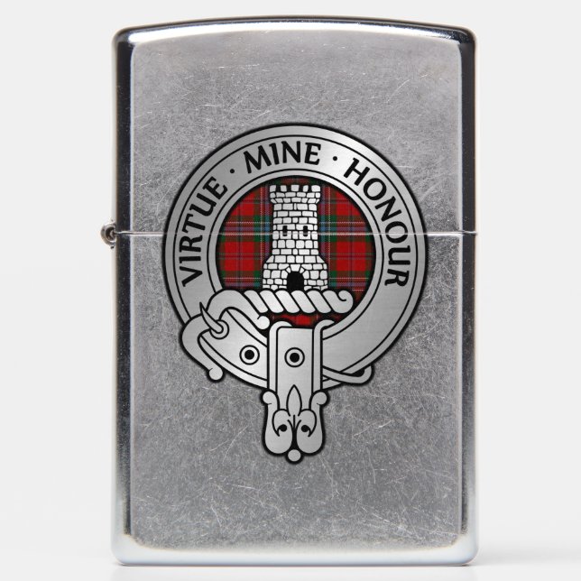 Clan MacLean Crest & Tartan Zippo Lighter (Front)