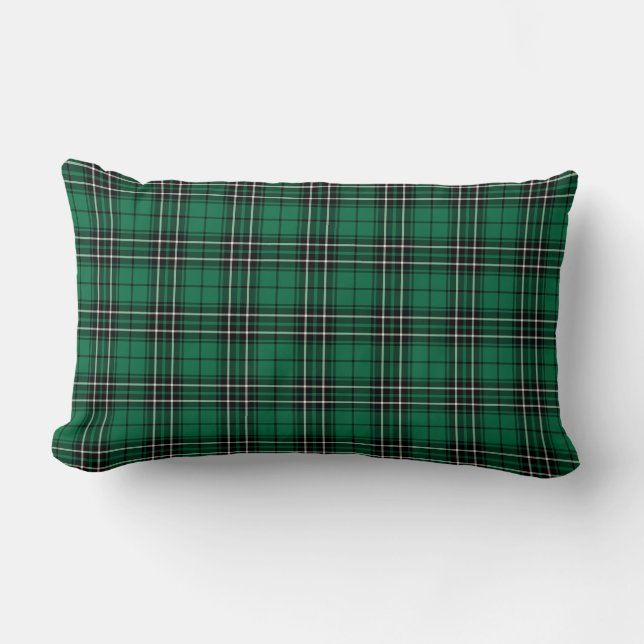 Clan MacLean Hunting Tartan Bright Green Plaid Lumbar Pillow (Front)