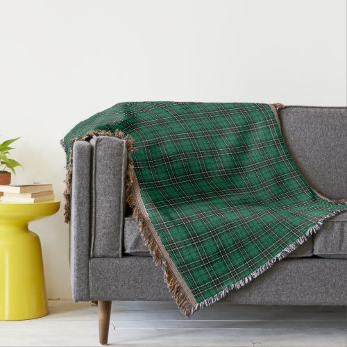 Clan MacLean Hunting Tartan Green and Black Plaid Throw Blanket