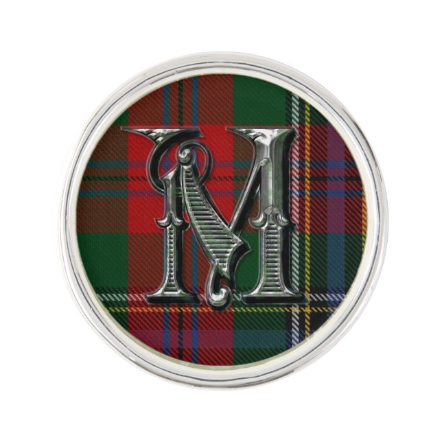 Clan MacLean Plaid Monogram A Lapel Pin (Front)