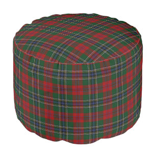 Clan MacLean Scottish Style Red Green Tartan Pouf