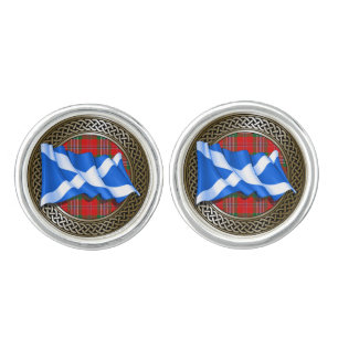 Clan MacLean Tartan Knot & Flag Cufflinks