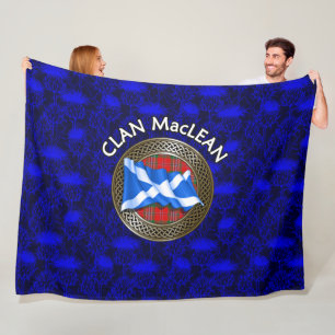 Clan MacLean Tartan Knot & Flag Fleece Blanket