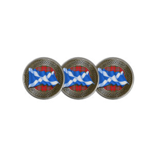 Clan MacLean Tartan Knot & Flag Golf Ball Marker