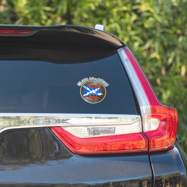 Clan MacLean Tartan Knot & Flag Sticker (Car Side)