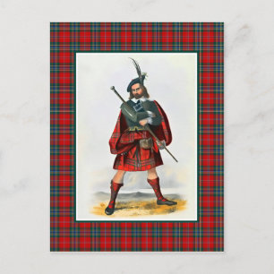 Clan MacLean Vintage Illustration Tartan Frame Postcard