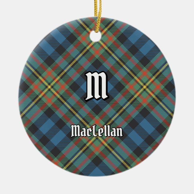 Clan MacLellan Ancient Tartan Ceramic Ornament (Front)