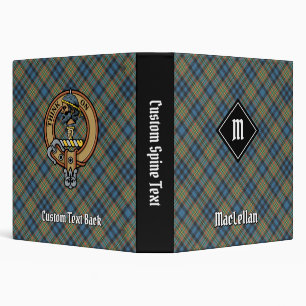 Clan MacLellan Crest over Ancient Tartan 3 Ring Binder