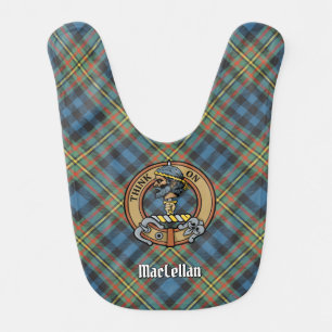 Clan MacLellan Crest over Ancient Tartan Baby Bib