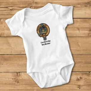 Clan MacLellan Crest over Ancient Tartan Baby Bodysuit
