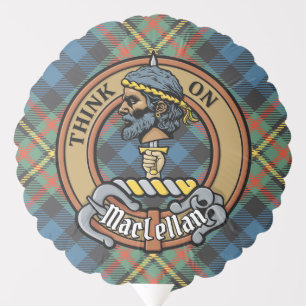 Clan MacLellan Crest over Ancient Tartan Balloon