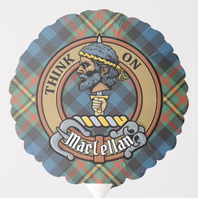 Clan MacLellan Crest over Ancient Tartan Balloon (Front)