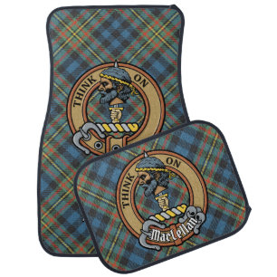 Clan MacLellan Crest over Ancient Tartan Car Floor Mat
