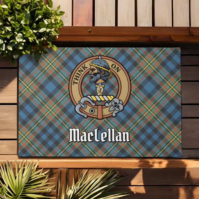 Clan MacLellan Crest over Ancient Tartan Doormat (Creator Uploaded)