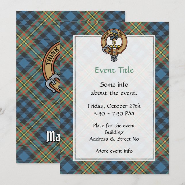 Clan MacLellan Crest over Ancient Tartan Invitation (Front/Back)