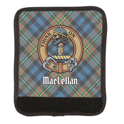 Clan MacLellan Crest over Ancient Tartan Luggage Handle Wrap