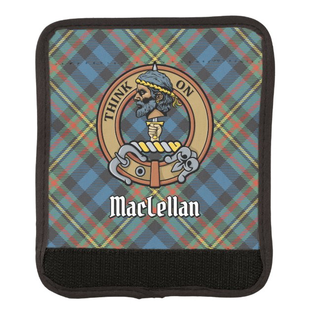 Clan MacLellan Crest over Ancient Tartan Luggage Handle Wrap (Front)