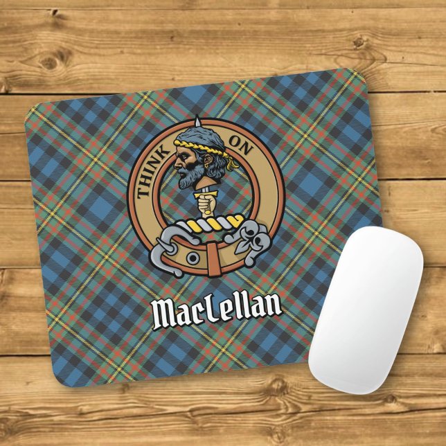Clan MacLellan Crest over Ancient Tartan Mouse Pad (Creator Uploaded)